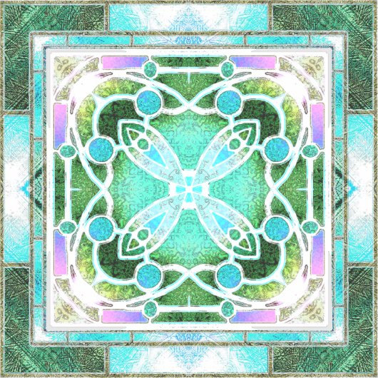 Kathedraal van Glazen in lood Raam in Groen en Mun Sticker (Voorkant)