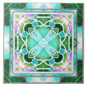 Kathedraal van Glazen in lood Raam in Groen en Mun Tegeltje (Voorkant)