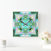 Kathedraal van Glazen in lood Raam in Groen en Mun Vierkante Klok (Huis)