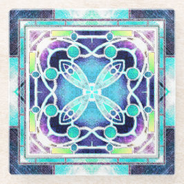 Kathedraal van Glazen in lood Raam in Navy en Blau Onderzetter