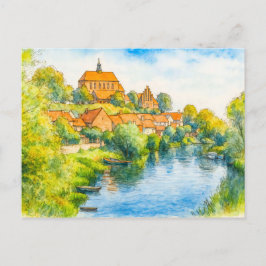 Kathedraal van Havelberg uitzicht aquarell havella Feestdagenkaart