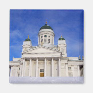 Kathedraal van Helsinki (Tuomiokirkko) in de winte Magneet