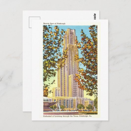  kathedraal van het leren in Pittsburgh, Penn. Briefkaart (Voorkant / Achterkant)