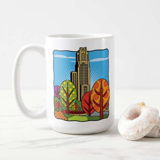 Kathedraal van het leren van Pittsburgh Koffiemok (Met donut)