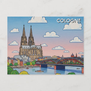 Kathedraal van Keulen Duitsland Nacht Reizen Briefkaart
