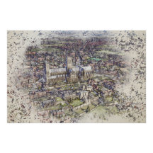 Kathedraal van Lincoln Lucht Schets Kunst Vervuild