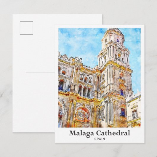 Kathedraal van Malaga Spanje Reis Waterverf Briefkaart (Voorkant / Achterkant)