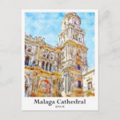Kathedraal van Malaga Spanje Reis Waterverf Briefkaart (Voorkant)