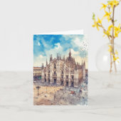 Kathedraal van Milaan Italië Waterverf Kaart (Gele Bloem)