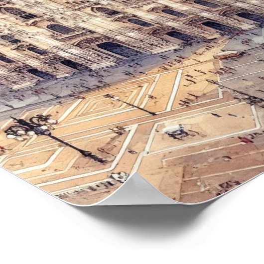 Kathedraal van Milaan Italië Waterverf Kunst Poster (Hoek)