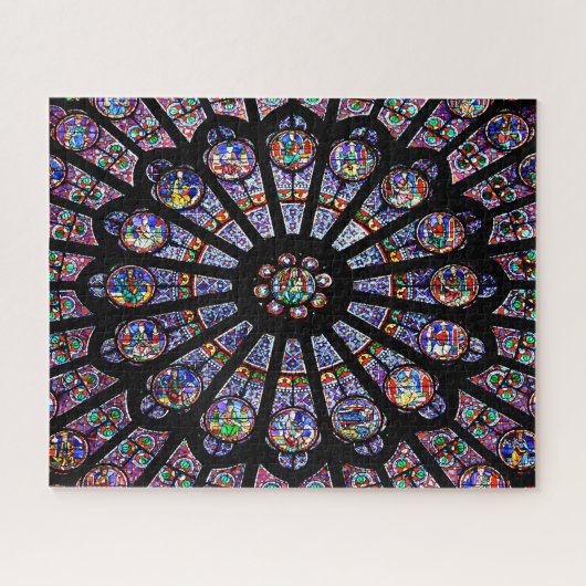 Kathedraal van Notre-Dame, kleurrijk Glas in lood Legpuzzel (Horizontaal)