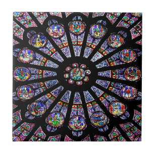 Kathedraal van Notre-Dame, kleurrijk Glas in lood Tegeltje