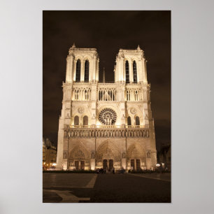 Kathedraal van Notre Dame 's nachts Poster