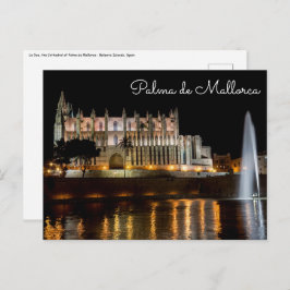Kathedraal van Palma de Mallorca 's nachts - Spanj Briefkaart