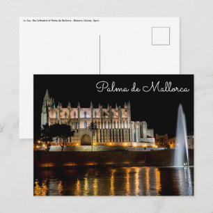 Kathedraal van Palma de Mallorca 's nachts - Spanj Briefkaart