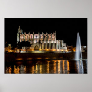 Kathedraal van Palma de Mallorca 's nachts - Spanj Poster