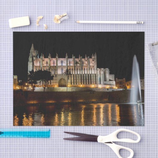 Kathedraal van Palma de Mallorca 's nachts - Spanj Tissuepapier (Craft)