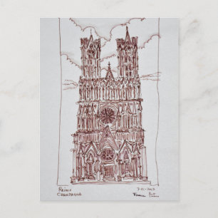 Kathedraal van Reims   Champagne Regio, Frankrijk Briefkaart