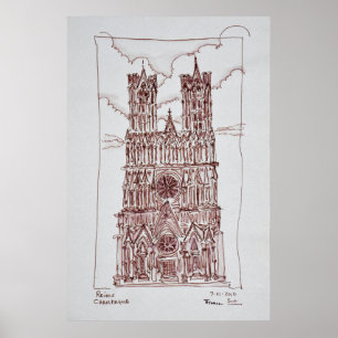 Kathedraal van Reims Champagne Regio, Frankrijk Poster