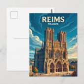 Kathedraal van Reims Frankrijk Briefkaart (Voorkant / Achterkant)