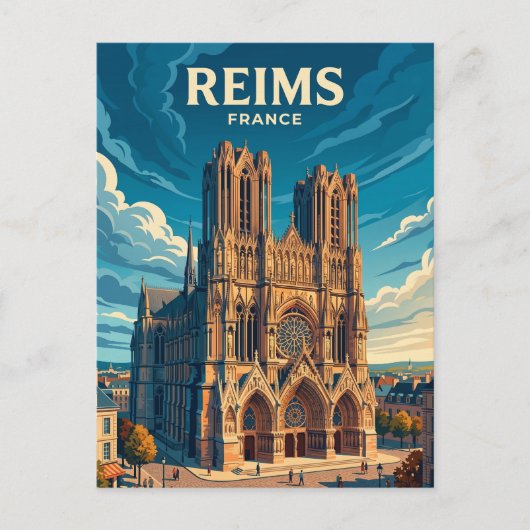 Kathedraal van Reims Frankrijk Briefkaart (Voorkant)