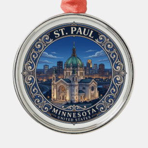 Kathedraal van Saint Paul en het centrum tijdens d Metalen Ornament