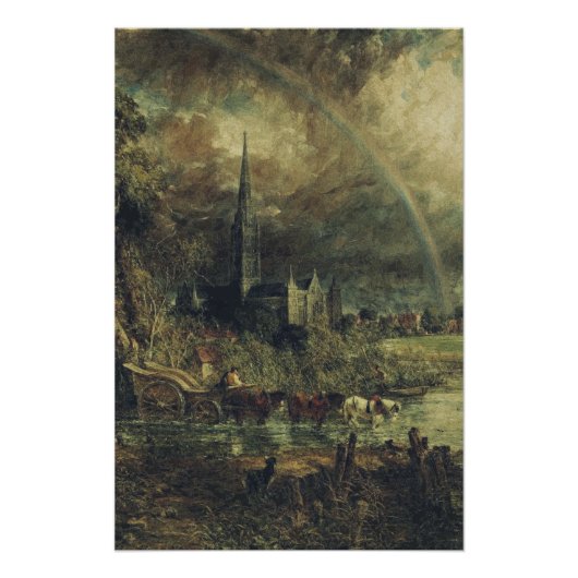 Kathedraal van Salisbury vanuit de weiden Perfect Poster (Voorkant)