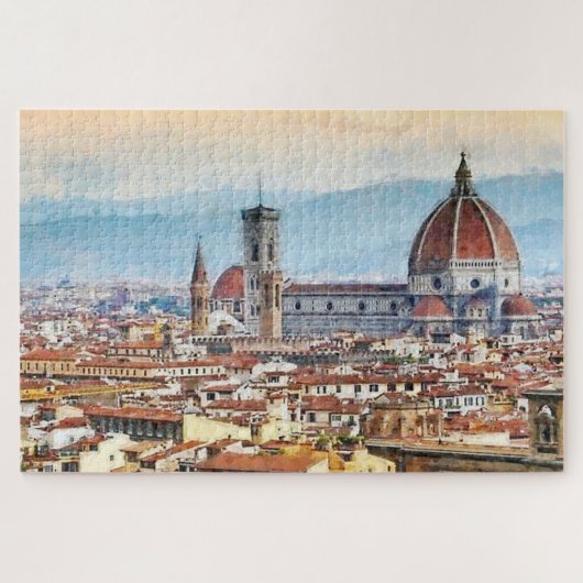 Kathedraal van Santa Maria del Fiore Waterverf Art Legpuzzel (Horizontaal)