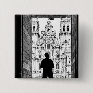 Kathedraal van Santiago de Compostela Vierkante Button 5,1 Cm