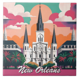 Kathedraal van St. Louis in New Orleans onder een  Tegeltje