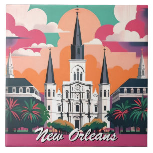 Kathedraal van St. Louis in New Orleans onder een  Tegeltje