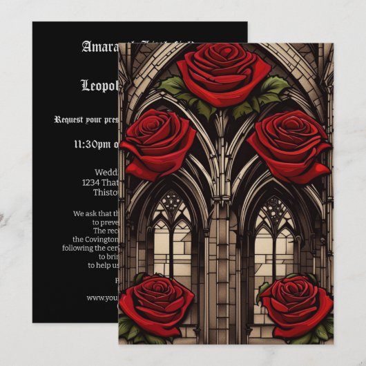 Kathedraal Venster en Rozen Gotische Elegantie Bru Kaart (Voorkant / Achterkant)
