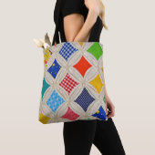 Kathedraal venster handgemaakte quilt patroon tote bag (Dichtbij)