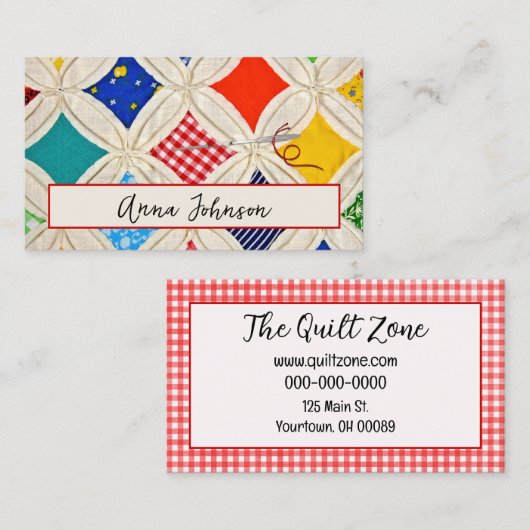 Kathedraal Venster Quilt met naald Visitekaartje (Voorkant / Achterkant)