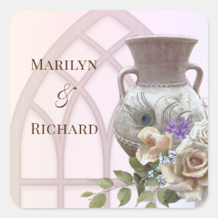 Kathedraal Venster, Urn & Floral Wedding Square St Vierkante Sticker