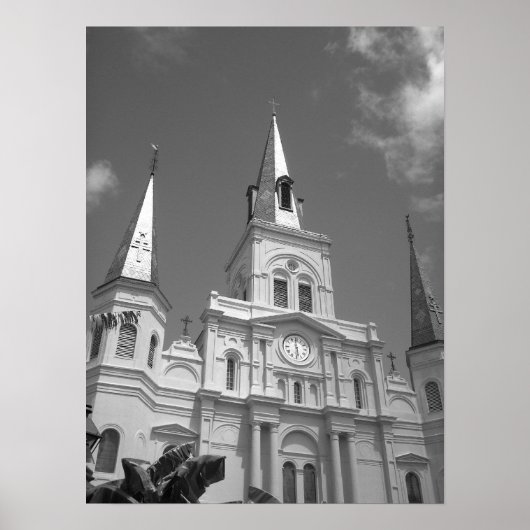 Kathedraal zwart-wit poster (Voorkant)