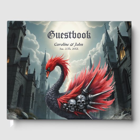 Kathedraalzwaan in het rood. gastenboek (Voorkant)