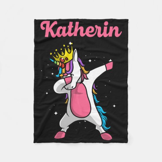 Katherin Name Personalized Birthday Dabbing Unicor Fleece Deken (Voorkant)