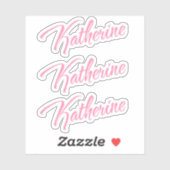 Katherine Decoratieve Naam in Roze x3 Sticker (Vel)