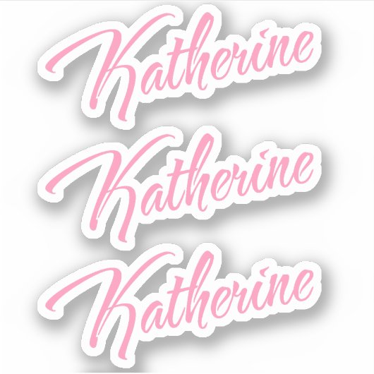 Katherine Decoratieve Naam in Roze x3 Sticker (Voorkant)