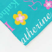 Katherine gepersonaliseerde naam aqua roze deken (Hoek)