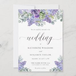 Katherine Lavender Wedding Invitation met RSVP Kaart