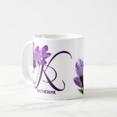  Katherine naam paarse bloemen trendy Koffiemok (Voorkant links)