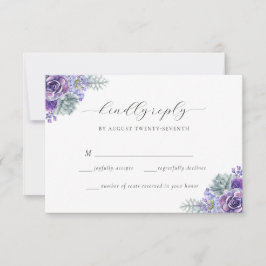 Katherine Paarse Floral Script Wedding RSVP Kaart