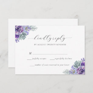 Katherine Paarse Floral Script Wedding RSVP Kaart