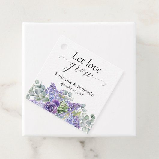 Katherine Specialized Paars Succulent Wedding Bedankjes Labels (In situ)