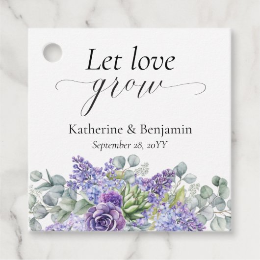 Katherine Specialized Paars Succulent Wedding Bedankjes Labels (Voorkant)
