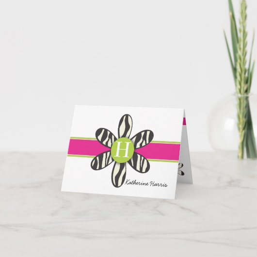 Katherine - Zebra en Hot Pink Bedankkaart (Voorkant)