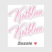 Kathleen Decoratieve Naam in Roze x2 Sticker (Vel)