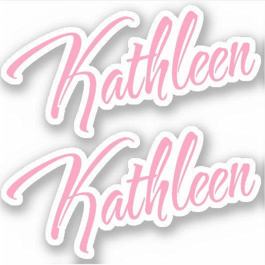 Kathleen Decoratieve Naam in Roze x2 Sticker (Voorkant)